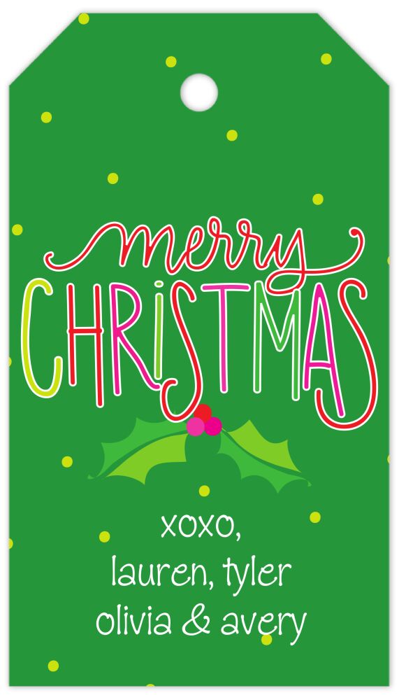 Holly & Stripes Hanging Gift Tag