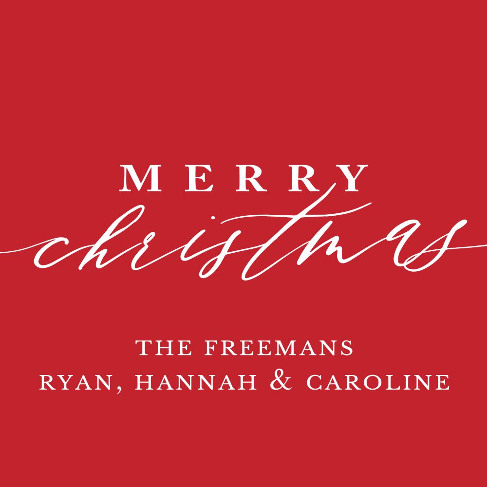 Merry Christmas Calligraphy Red Folded Enclosure Card