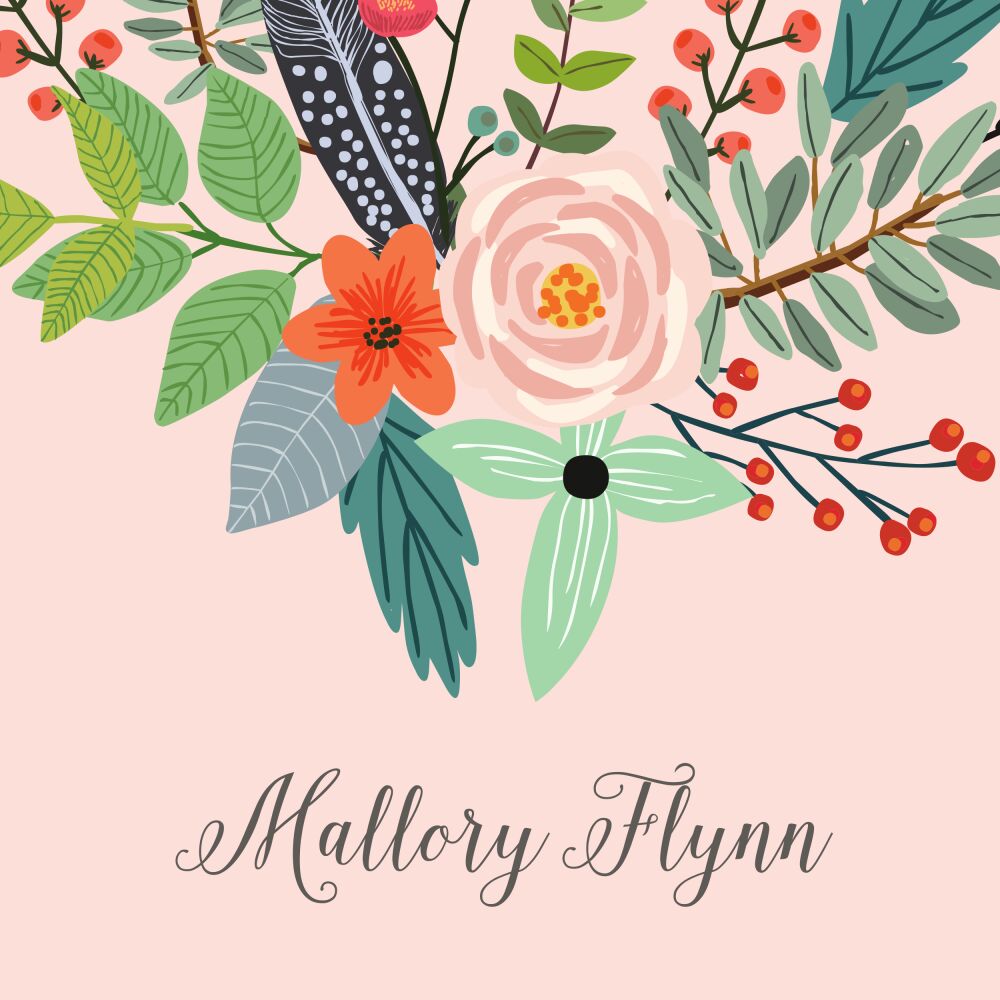 Feather & Flower Blossom Folded Enclosure Card
