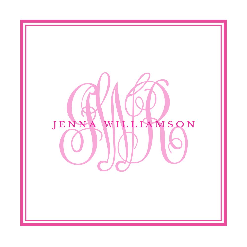 Tailored Monogram Hot Pink Folded Enclosure Card