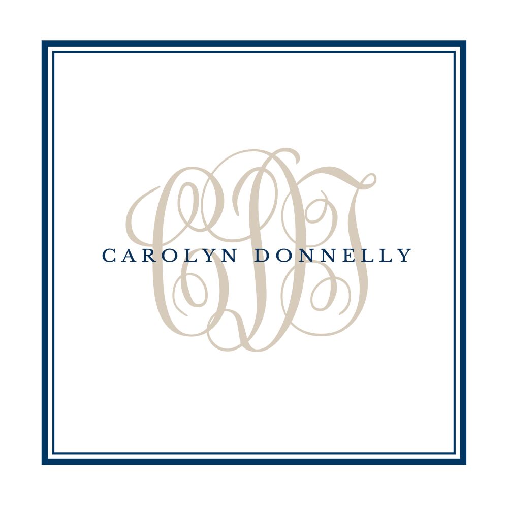 Tailored Monogram Navy Square Enclosure Card