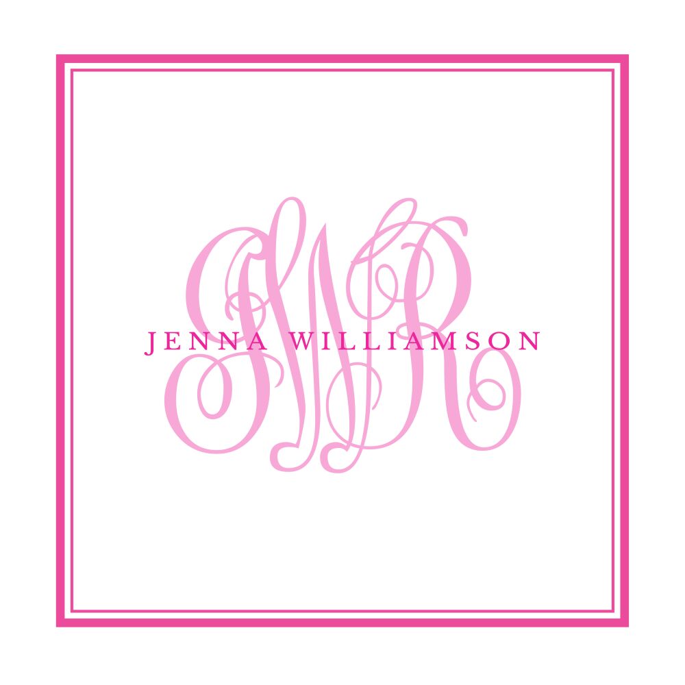 Tailored Monogram Hot Pink Square Enclosure Card