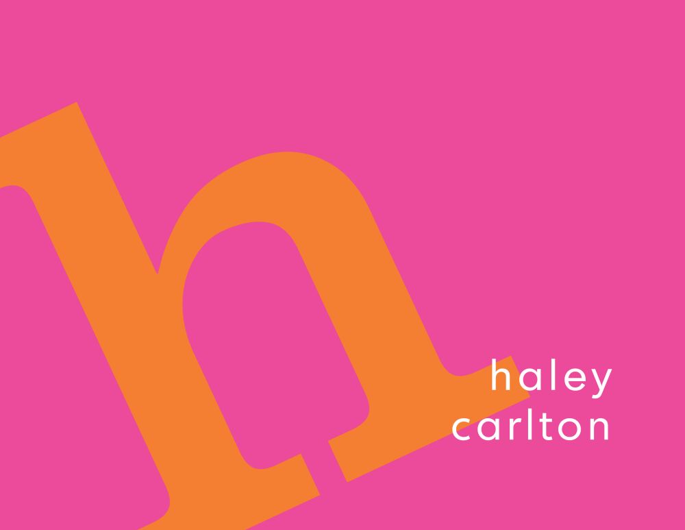 Alphabet Tangerine on Hot Pink Folded Note