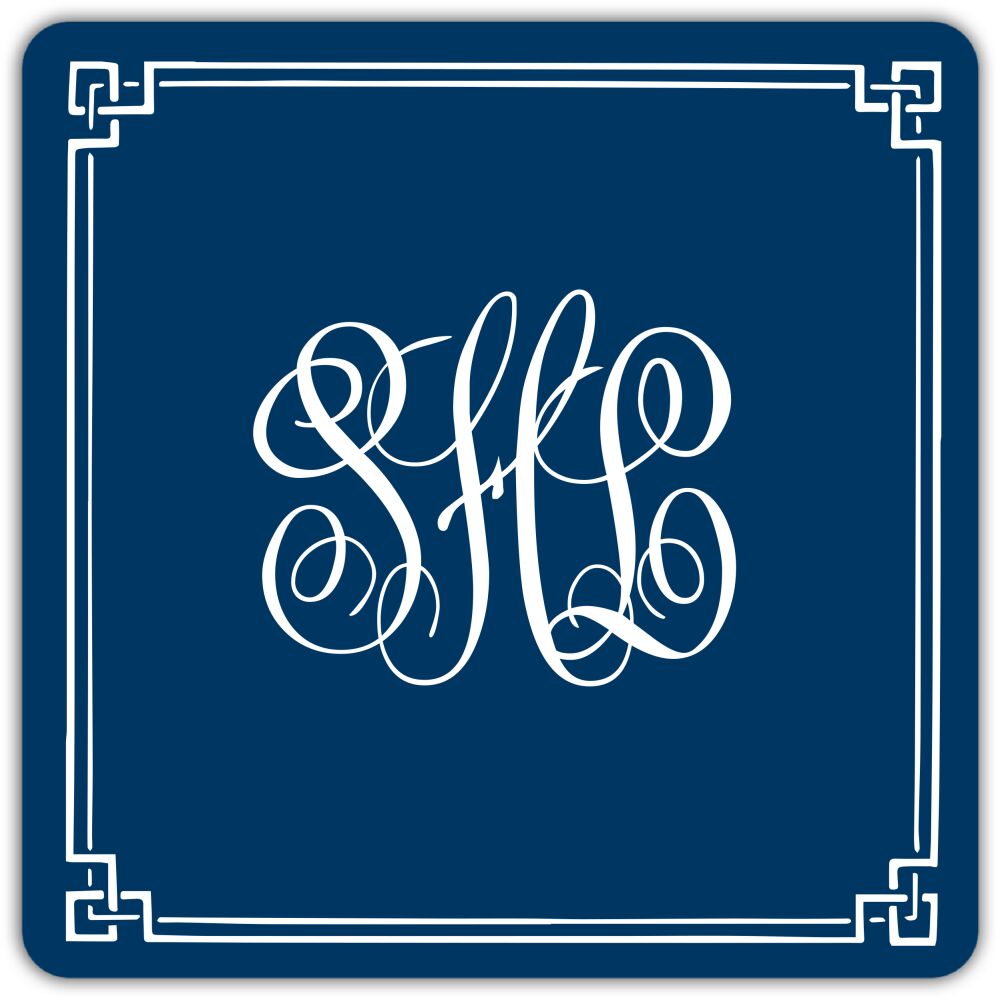 classic border navy Personalized Coaster
