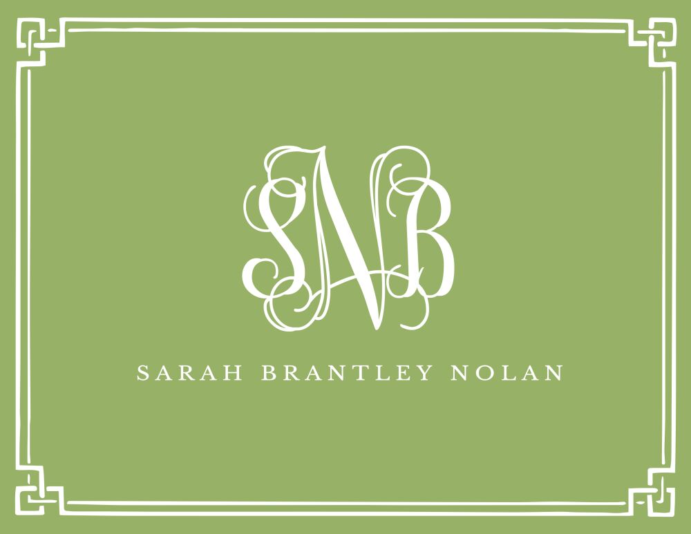 Classic Border Lime Folded Note