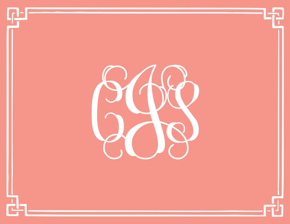 Classic Border Coral Folded Note