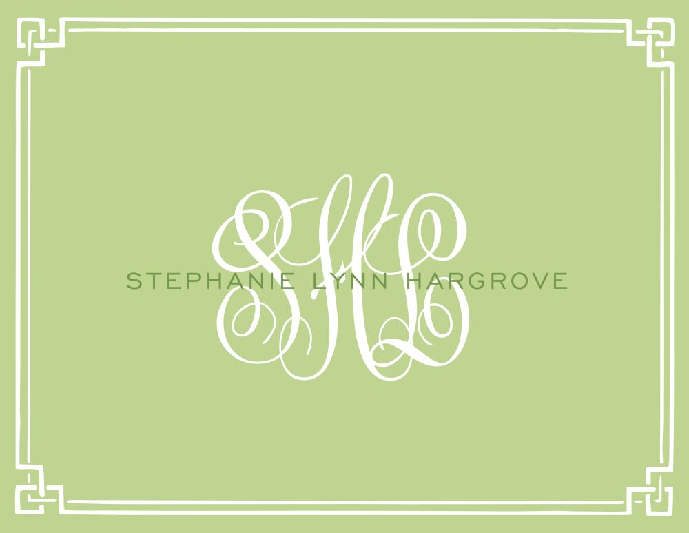 Classic Border Spring Green Folded Note