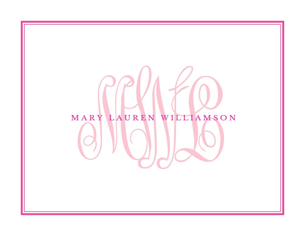 Tailored Monogram Hot Pink Folded Note