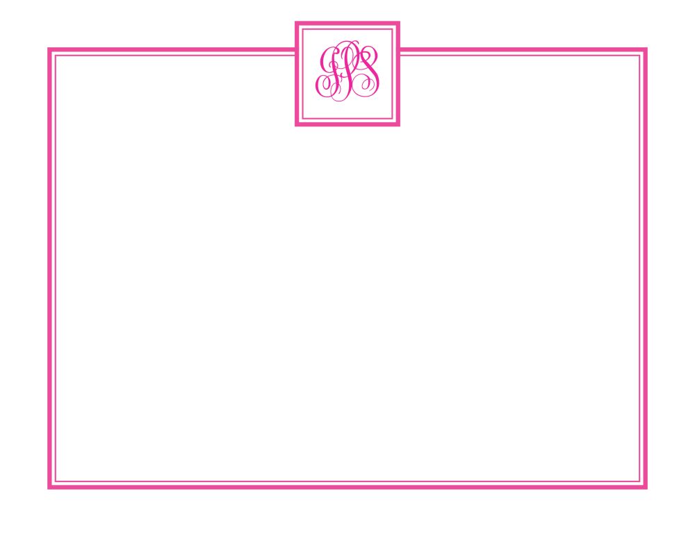 Tailored Monogram Hot Pink Flat Note
