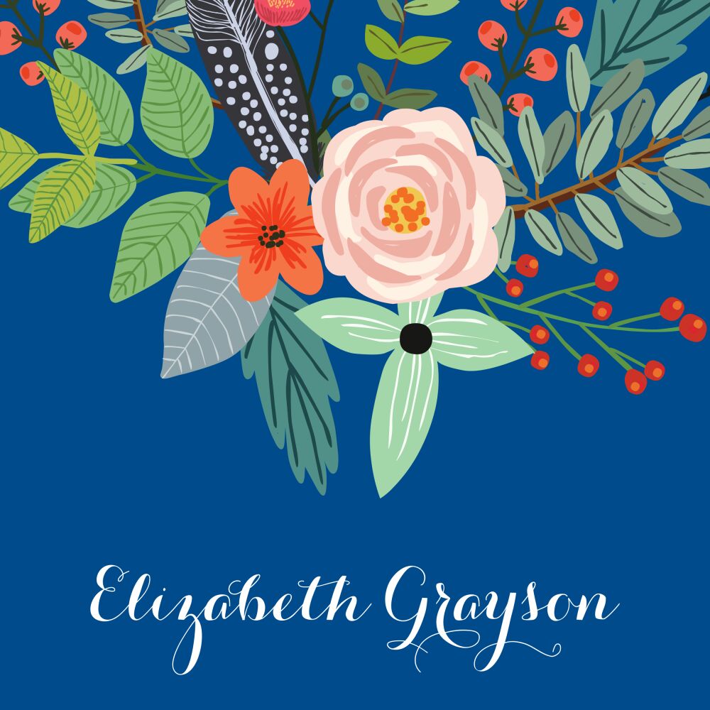 Feather & Flower Royal Folded Enclosure Card