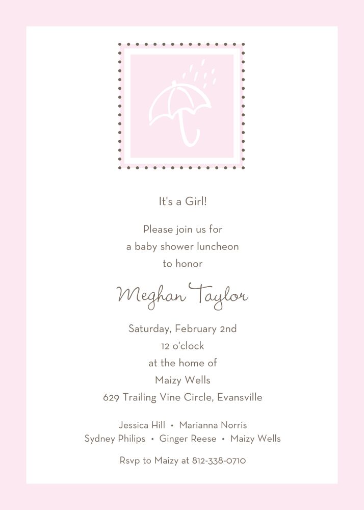 Shower of Blessings Baby Pink Invitation