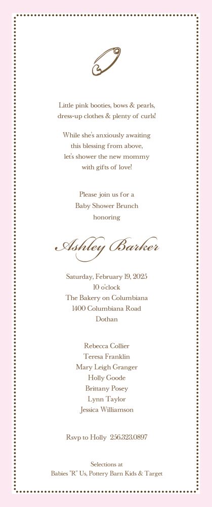 Tiny Beads Baby Pink Invitation