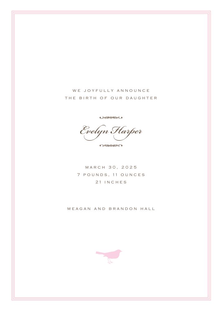 Pinstripe Ballet Girl Birth Announcement