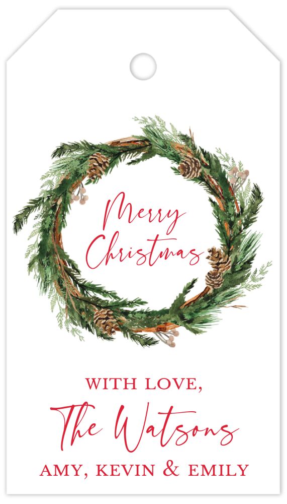 Pinecone Wreath Hanging Gift Tag