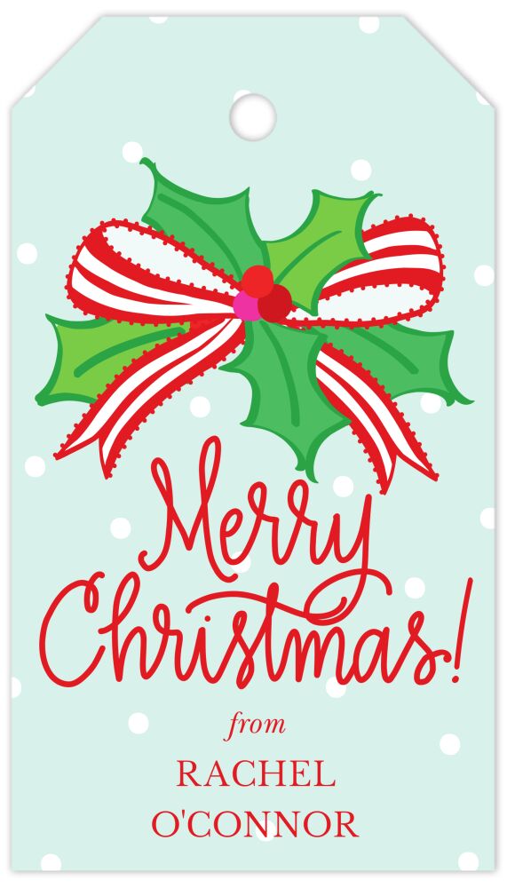 Ribbon Holly Hanging Gift Tag