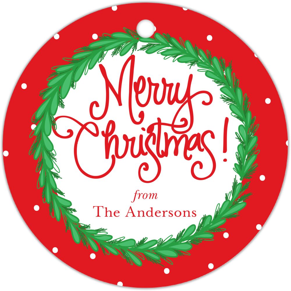 Christmas Boxwood Round Hanging Gift Tag