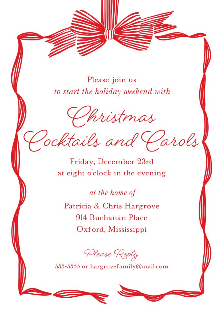 Striped Bow Invitation