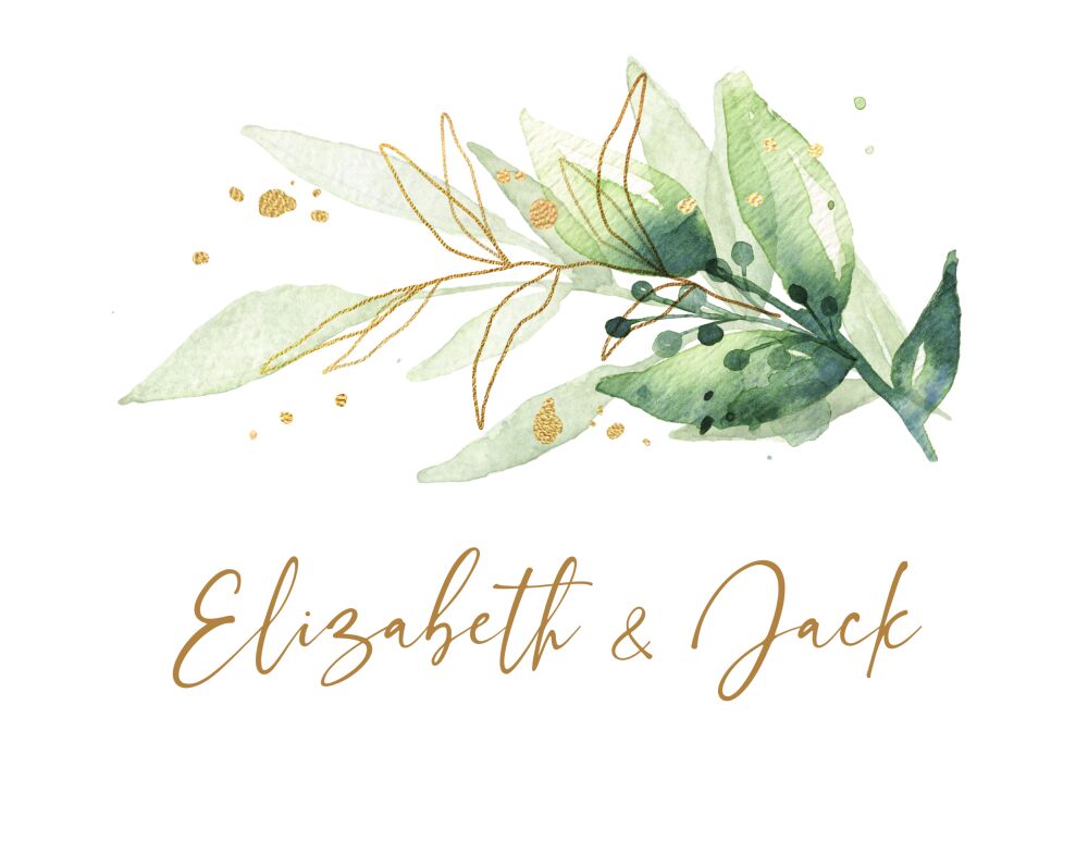 Green and Gold Leaf Folded Note