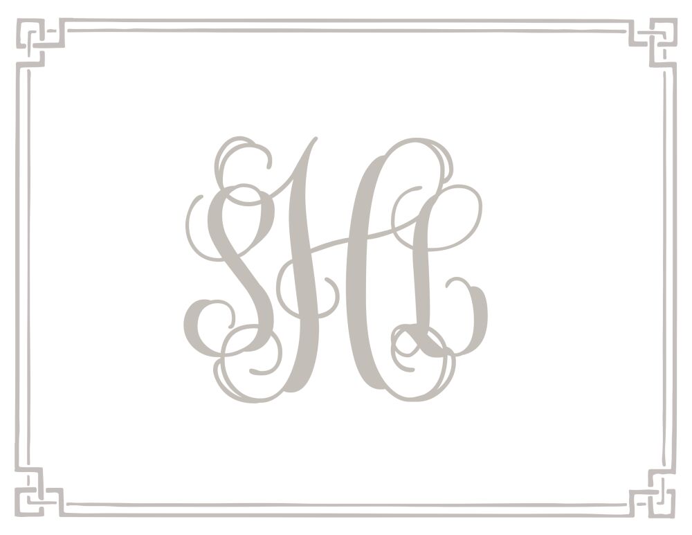 Classic Border White with Light Gray Folded Note