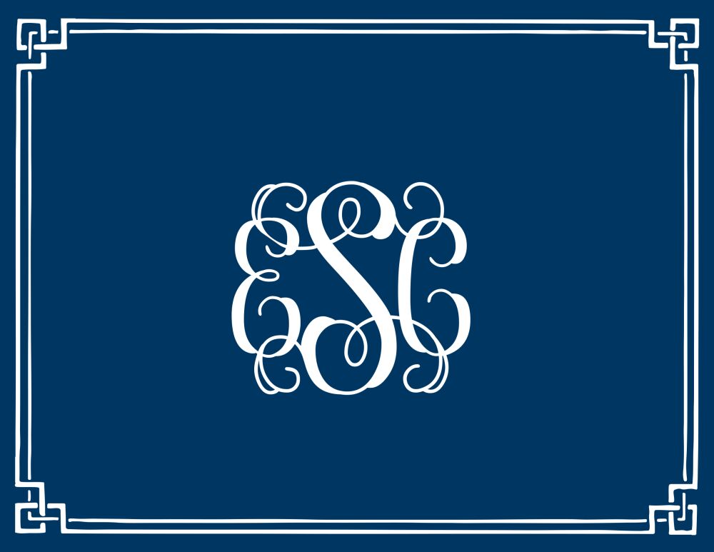 Classic Border Navy Folded Note