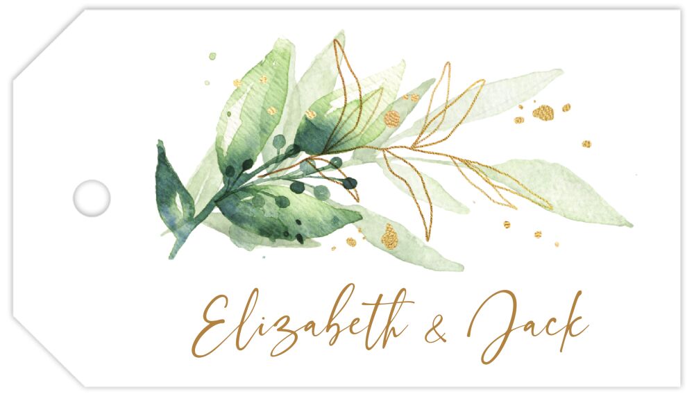 Green and Gold Leaf Hanging Gift Tag