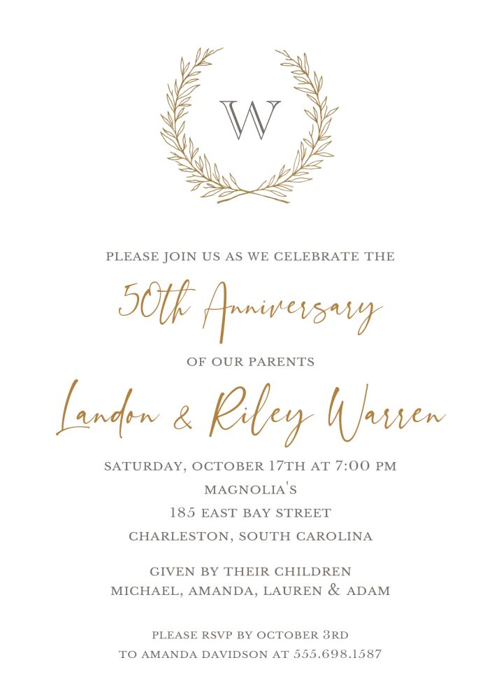 Regal Wreath Foil Pressed Invitation