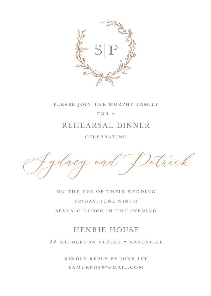 Vita Wreath Foil Pressed Invitation