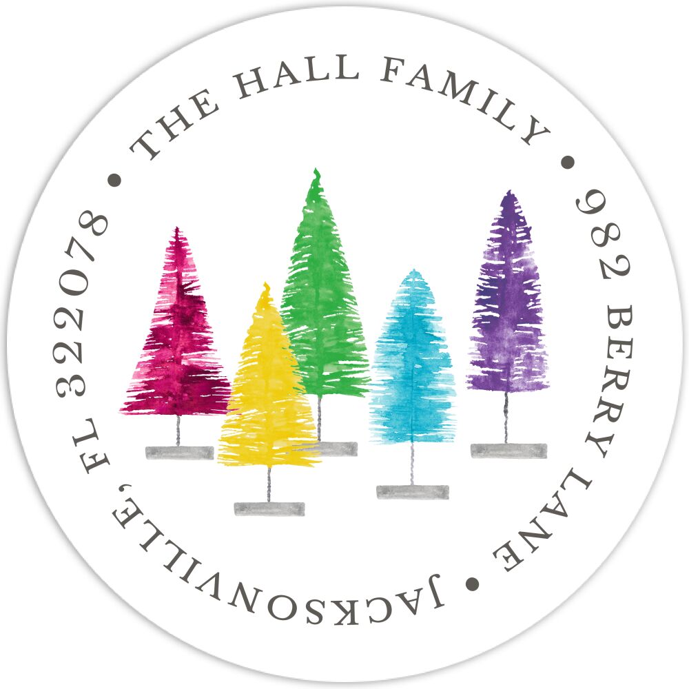 Bottle Brush Trees Return Address Label