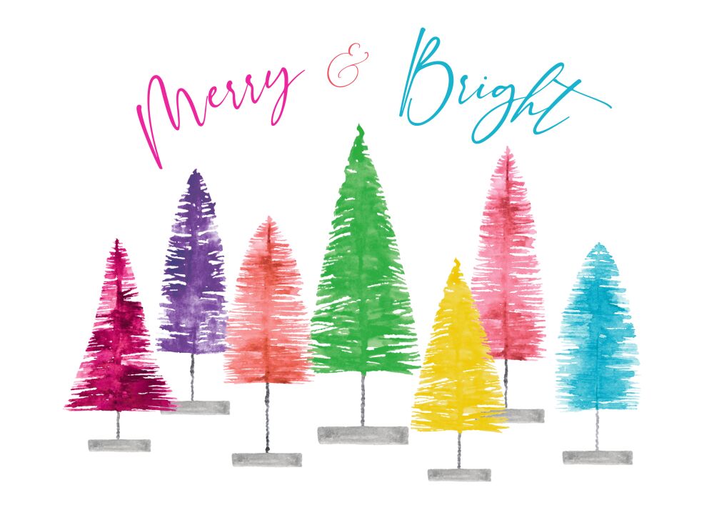 Bottle Brush Trees Folded Greeting Card