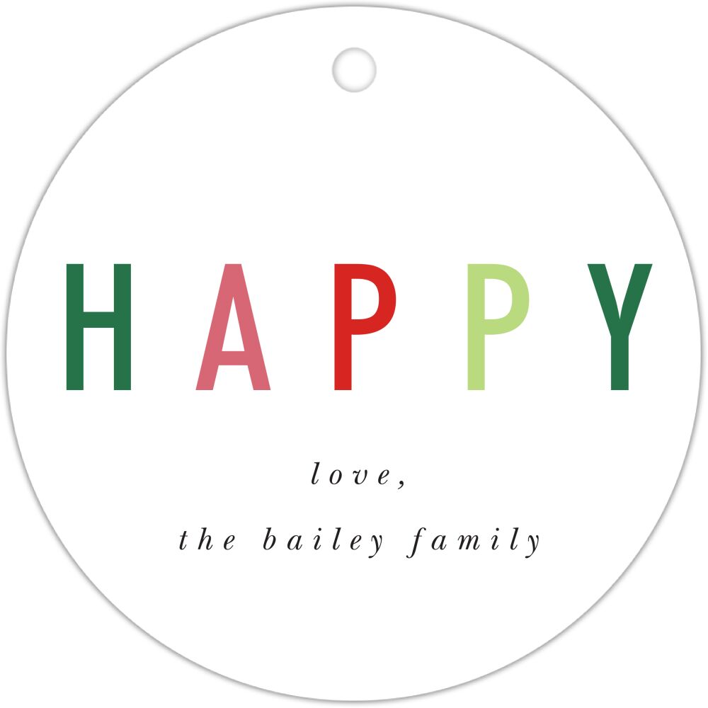 Happy Season Round Hanging Gift Tag