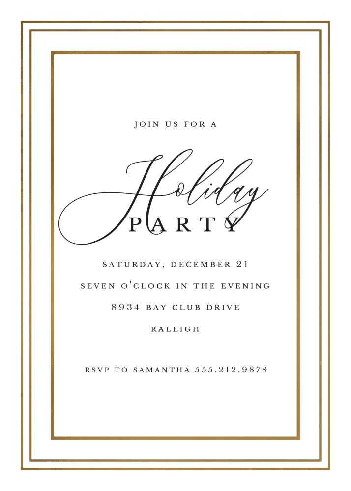 Triple Border Foil Pressed Holiday Invitation
