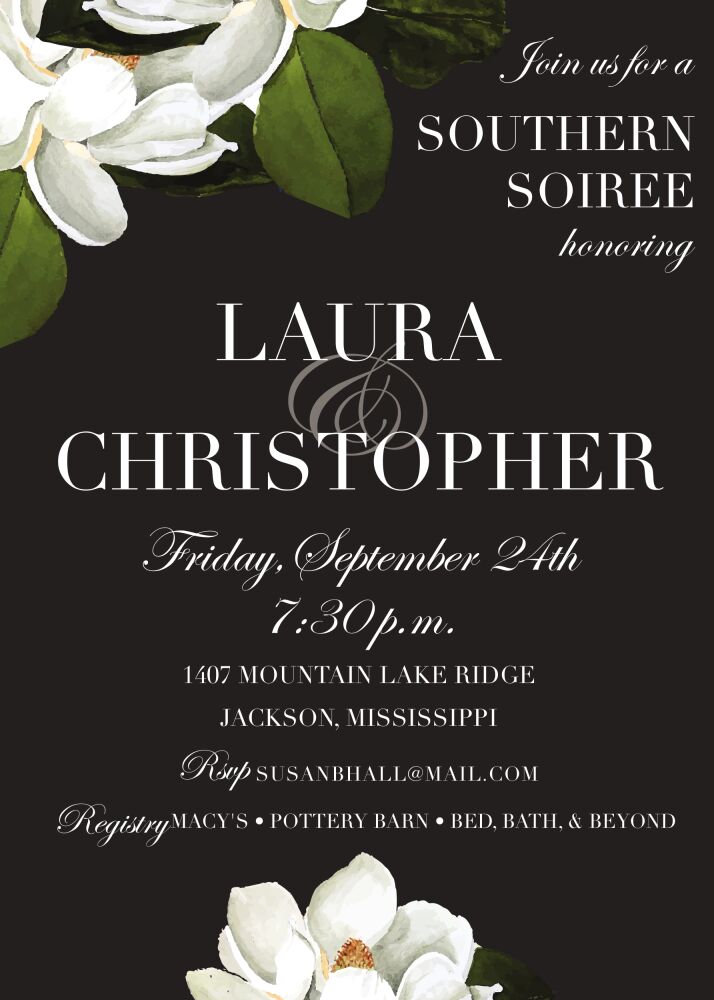 Magnolia Black Invitation