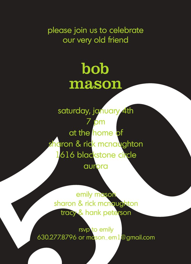 Big Birthday Invitation - White on Black