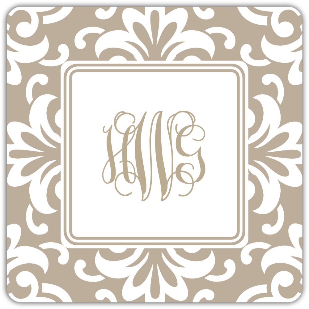 Grande Floral Tan Personalized Coaster
