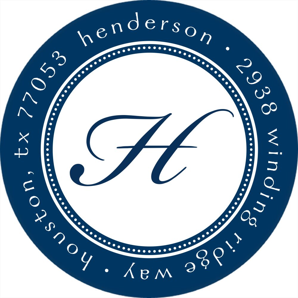 Elegant Border Navy Round Return Address Label