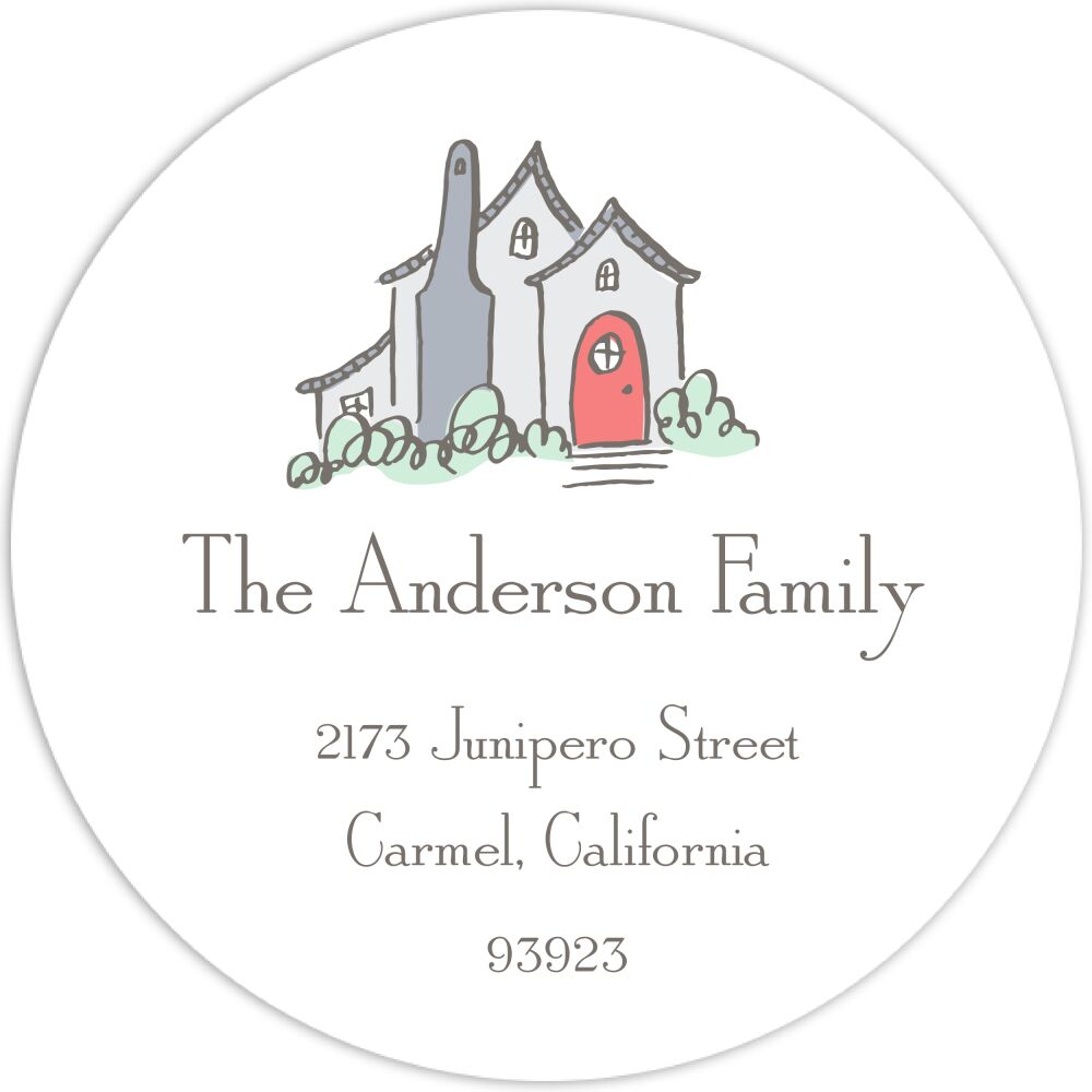 Cottage Coral Round Address Label
