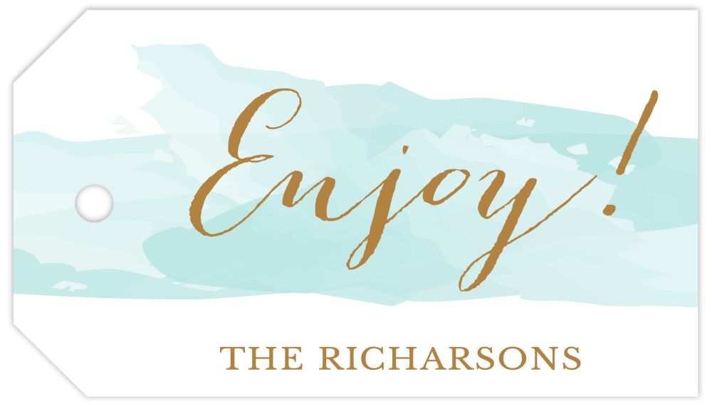 Brushstroke Aqua Hanging Gift Tag