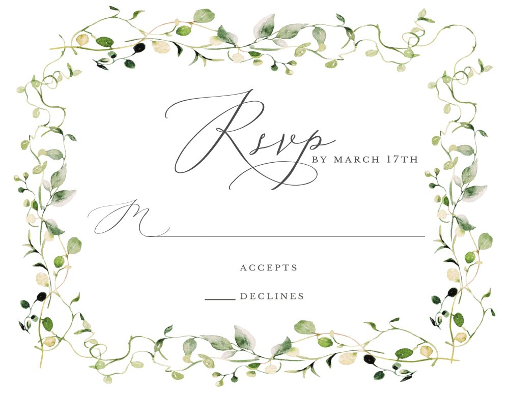 Paradise Garden Tendril Reply Card
