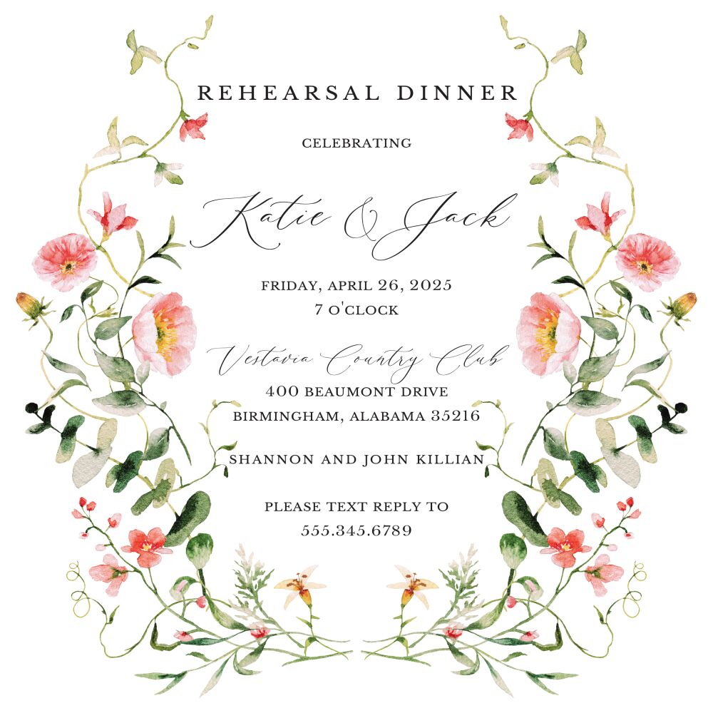 Paradise Garden Embrace Square Invitation