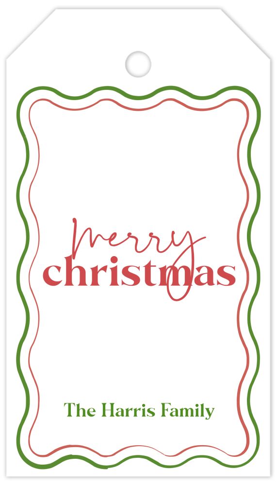 Double Thin Wave Border Hanging Gift Tag