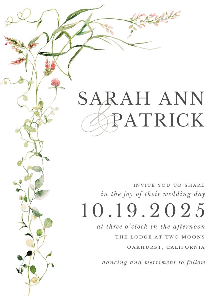 Paradise Garden Tendril Invitation