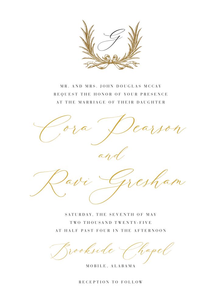Majestic Wreath Foil Pressed Invitation