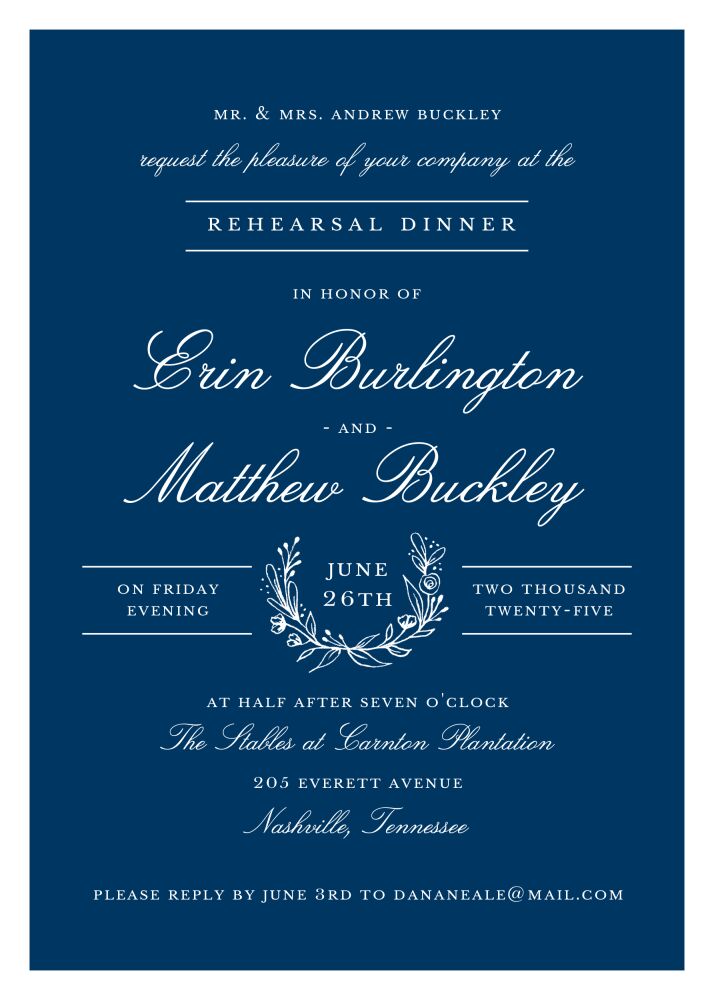 Classic Evening Navy Invitation