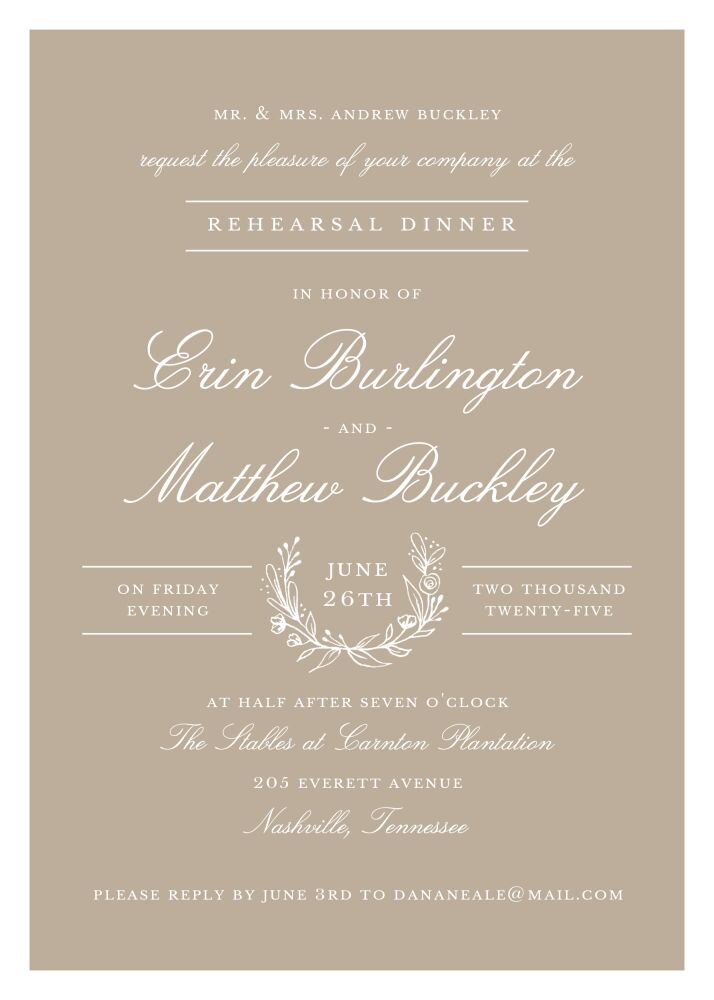 Classic Evening Tan Invitation