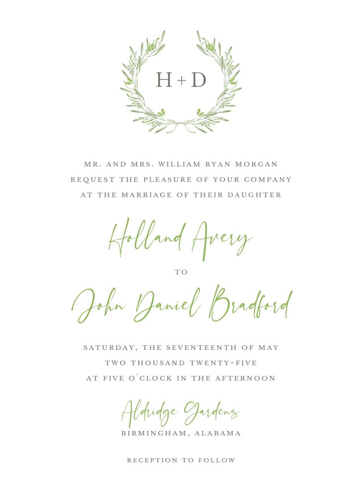 Olive Wreath Invitation