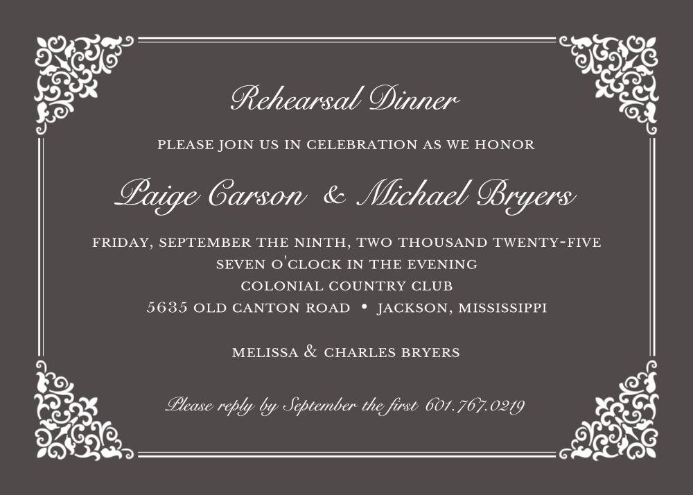 Lace Charcoal Invitation