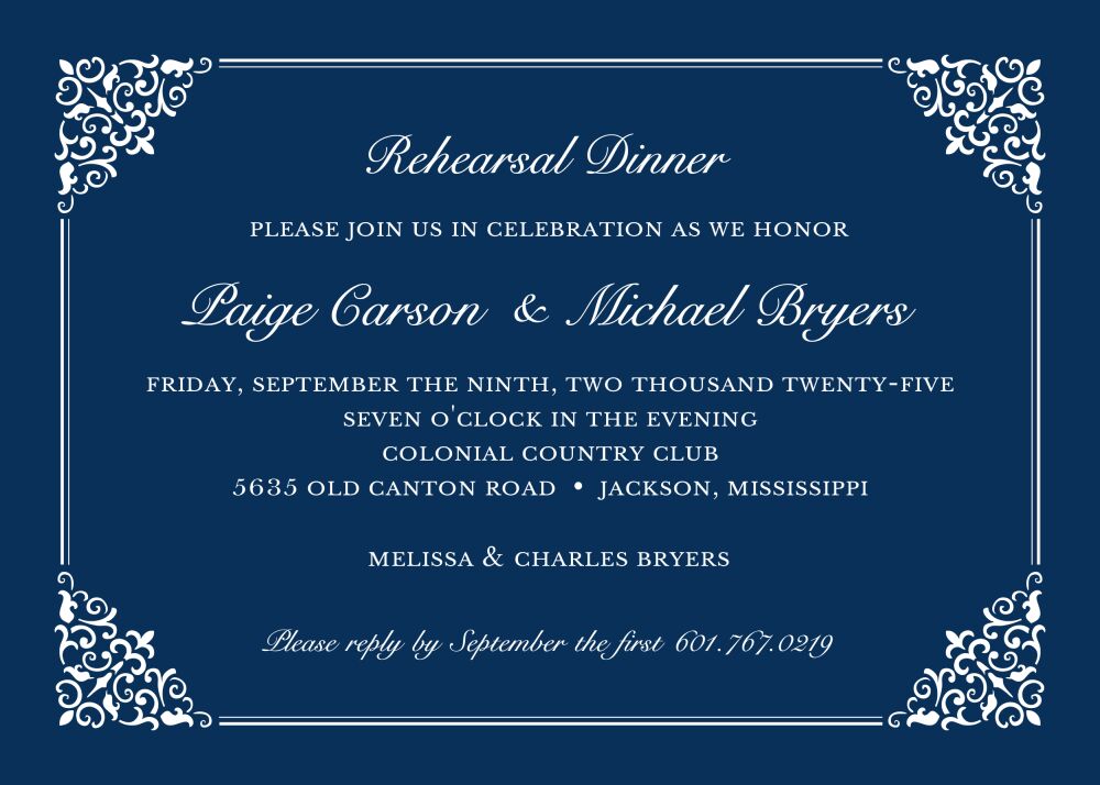 Lace Navy Invitation