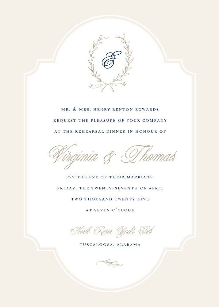 Laurel Wreath Tan Invitation