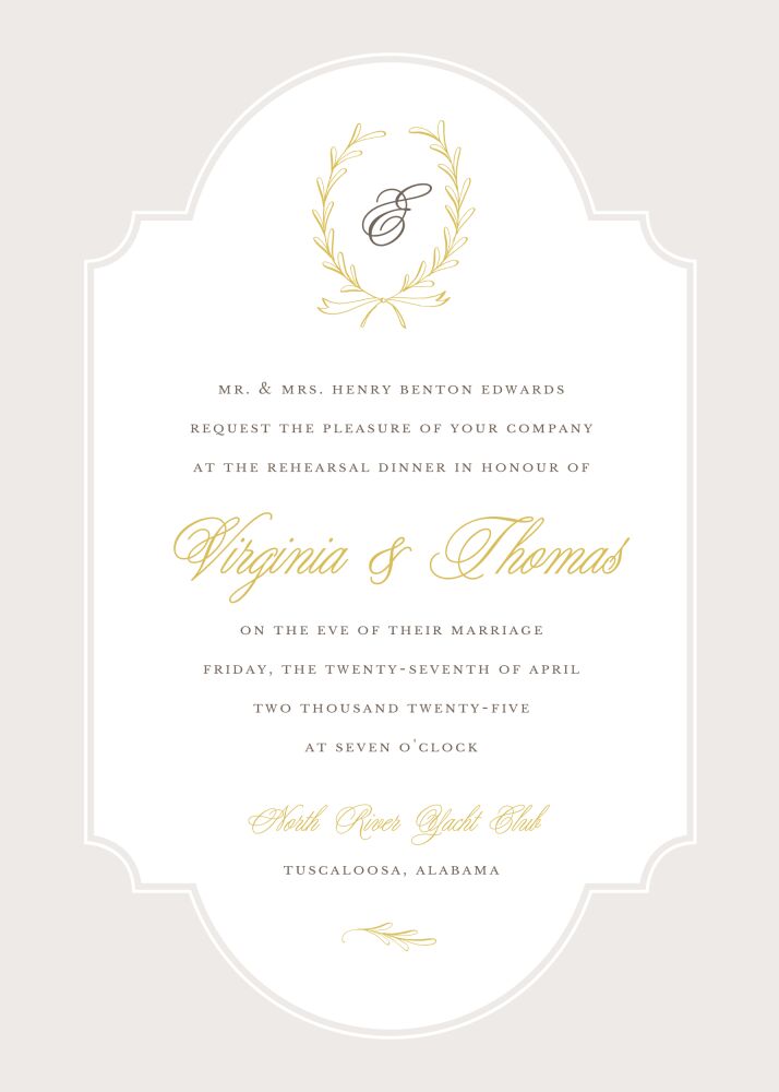 Laurel Wreath Mustard Invitation