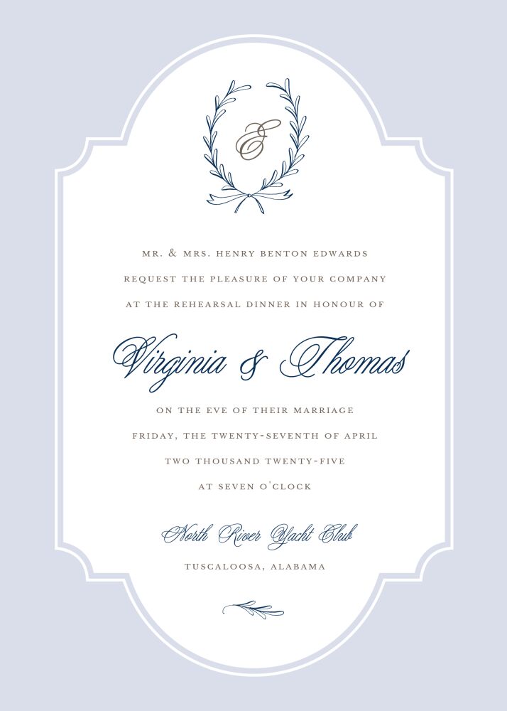 Laurel Wreath Navy Invitation
